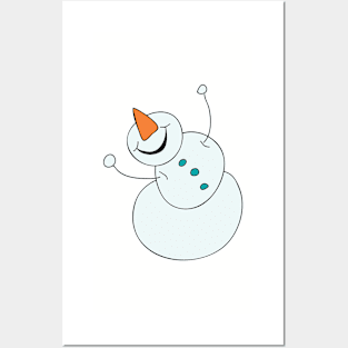 Happy Snow Day Snowman Posters and Art